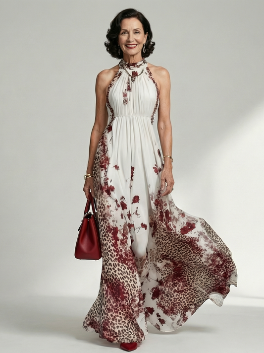 Orlena | Vestido Maxi Floral de Manga Larga con Falda Voluminosa