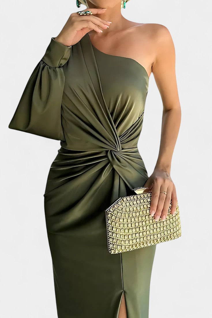 Charlotte | Vestido Asimétrico Drapado de Un Hombro