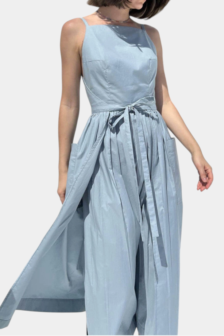 Dezi | Vestido Largo Sin Tirantes con Cordones Laterales Ajustables