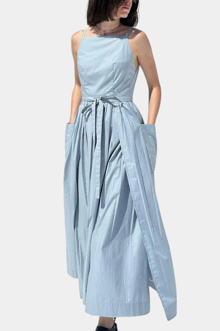 Dezi | Vestido Largo Sin Tirantes con Cordones Laterales Ajustables