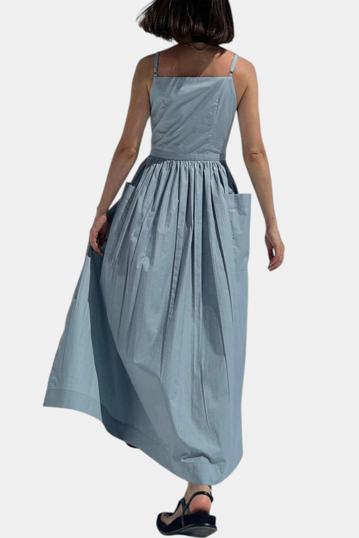 Dezi | Vestido Largo Sin Tirantes con Cordones Laterales Ajustables