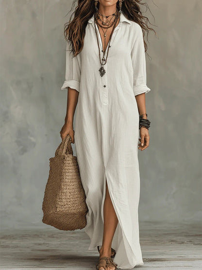 Soline | Robe Maxi Noire Longue avec Boutons