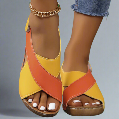 Florentina | Sandalia Slingback Colorblock de Cuña Cómoda