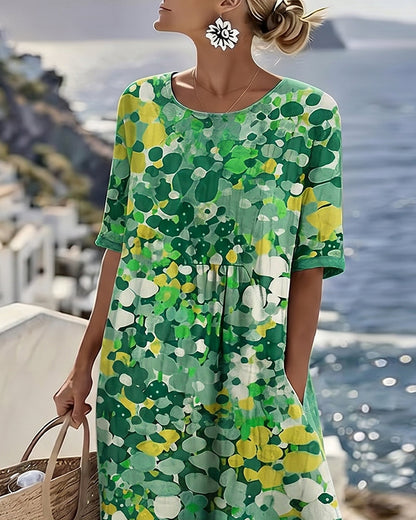 Emília-Jéssica | Vestido Midi Floral Corte A