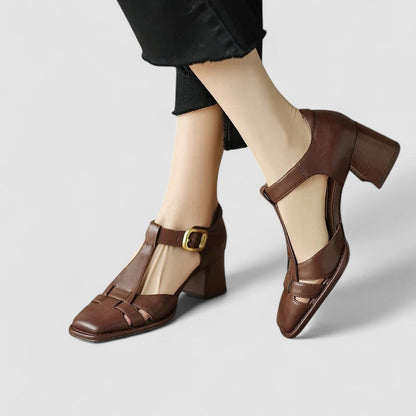 Nilda | Sandalia Ortopédica T-Strap de Tacón Bloque