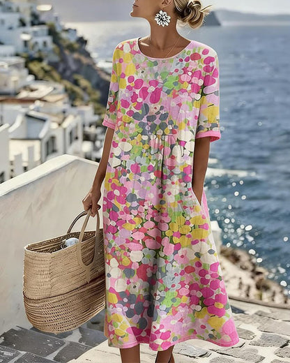 Emília-Jéssica | Vestido Midi Floral Corte A