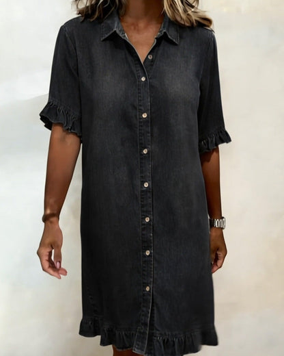 Rosalinda | Vestido Camisero Denim con Volantes