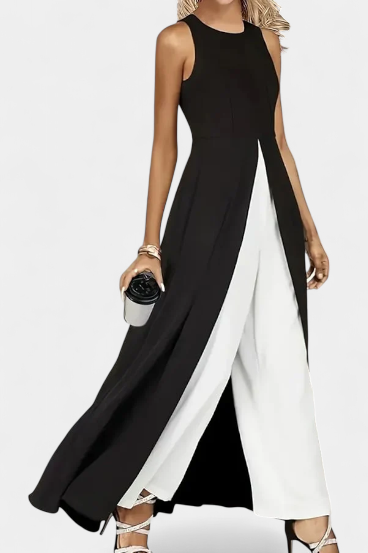 Alicia | Conjunto Bicolor Elegante sin Mangas con Pantalones Anchos