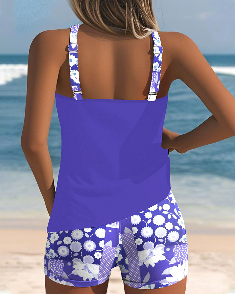 Teodora | Tankini camiseta con short de baño estampado