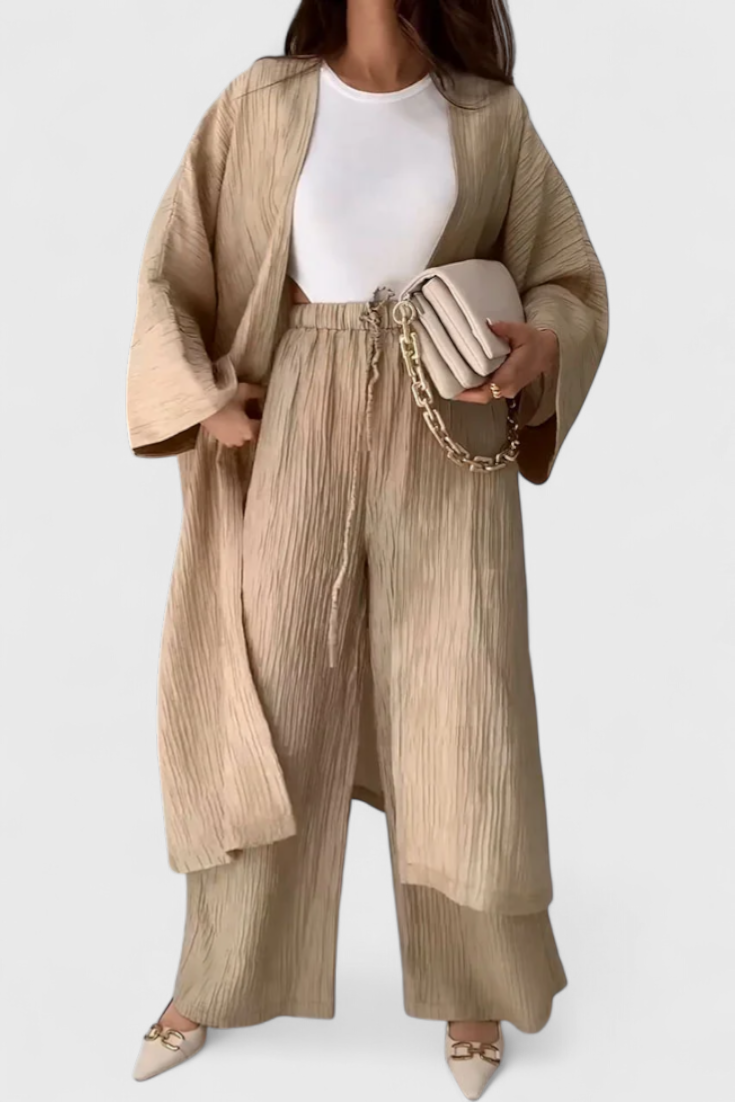 Alexandra | Conjunto Relajado de Dos Piezas con Kimono Largo