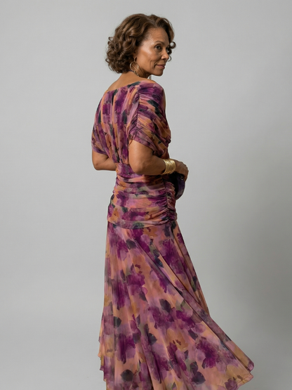Calena | Vestido Midi Off-Shoulder con Escote Drapeado