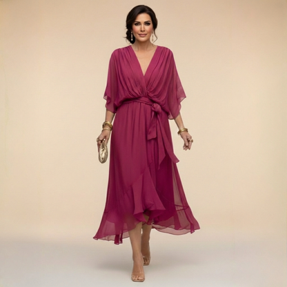 Dora | VESTIDO DE CHIFFON CON ESCOTE EN V