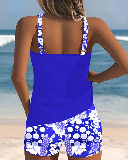 Teodora | Tankini camiseta con short de baño estampado