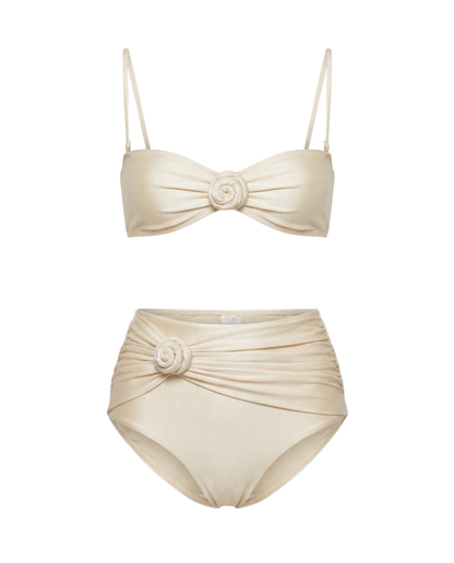 Anita-Benedita | Bikini de tiro alto con flores 3D aplicadas