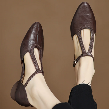 Elba | Bailarina Mary Jane con Tira T y Textura Cocodrilo