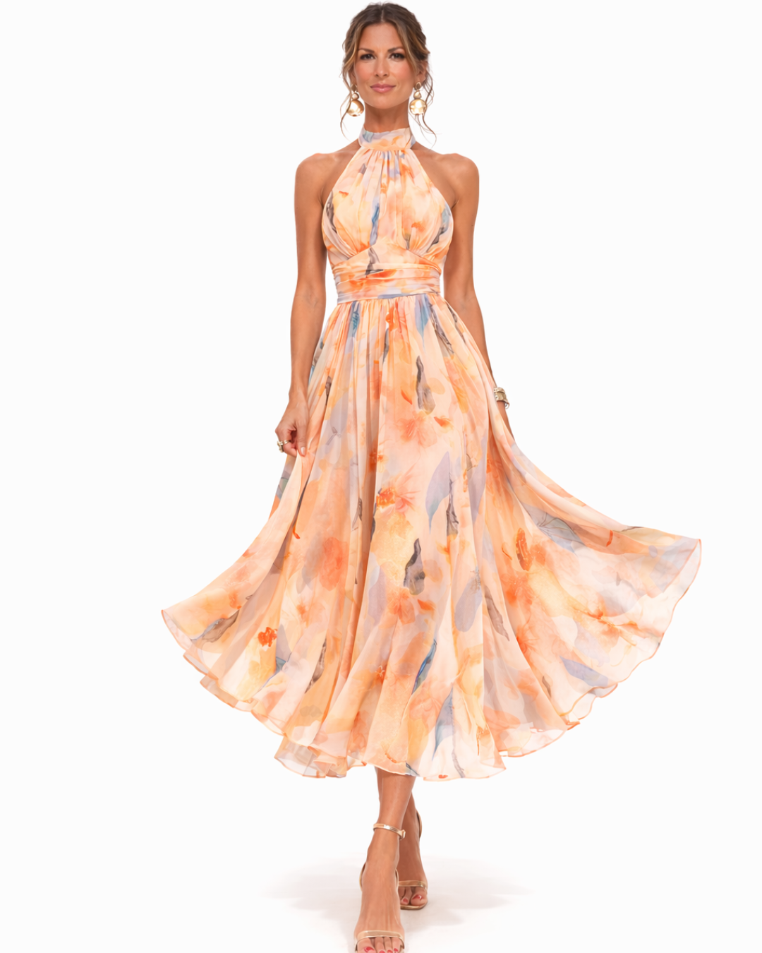 Débora | Vestido Halter con Estampado Acuarela
