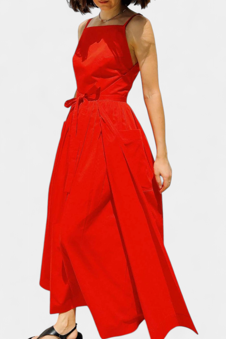 Dezi | Vestido Largo Sin Tirantes con Cordones Laterales Ajustables