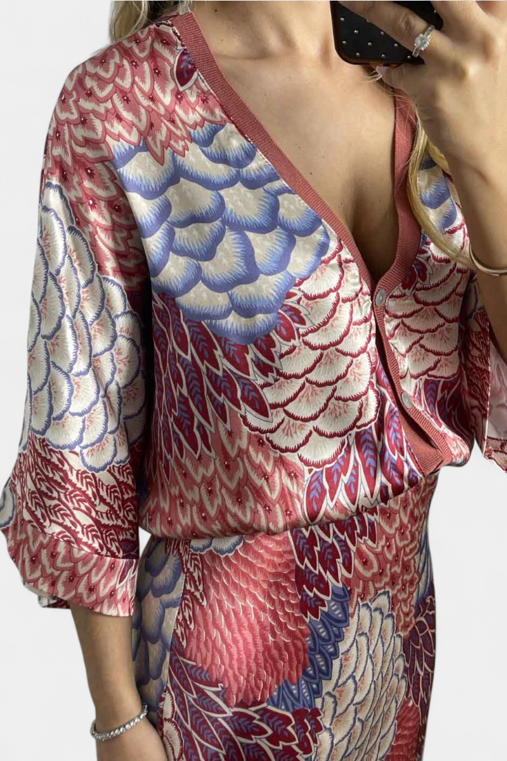 Camila-Patrícia | Conjunto Suave de Blusa y Falda de Cola de Pez Floral