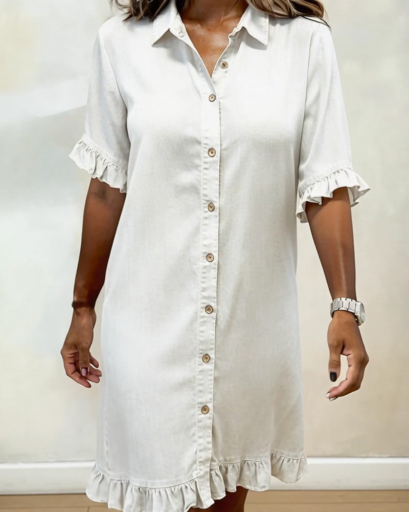 Rosalinda | Vestido Camisero Denim con Volantes
