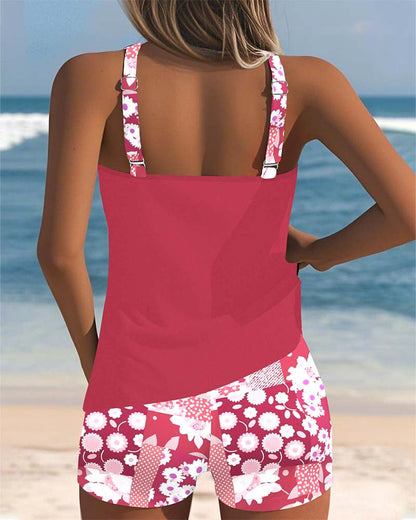 Teodora | Tankini camiseta con short de baño estampado