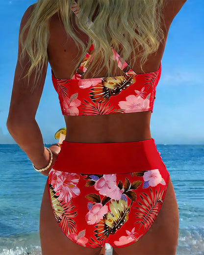Consuelo | Bikini floral de dos piezas con contraste