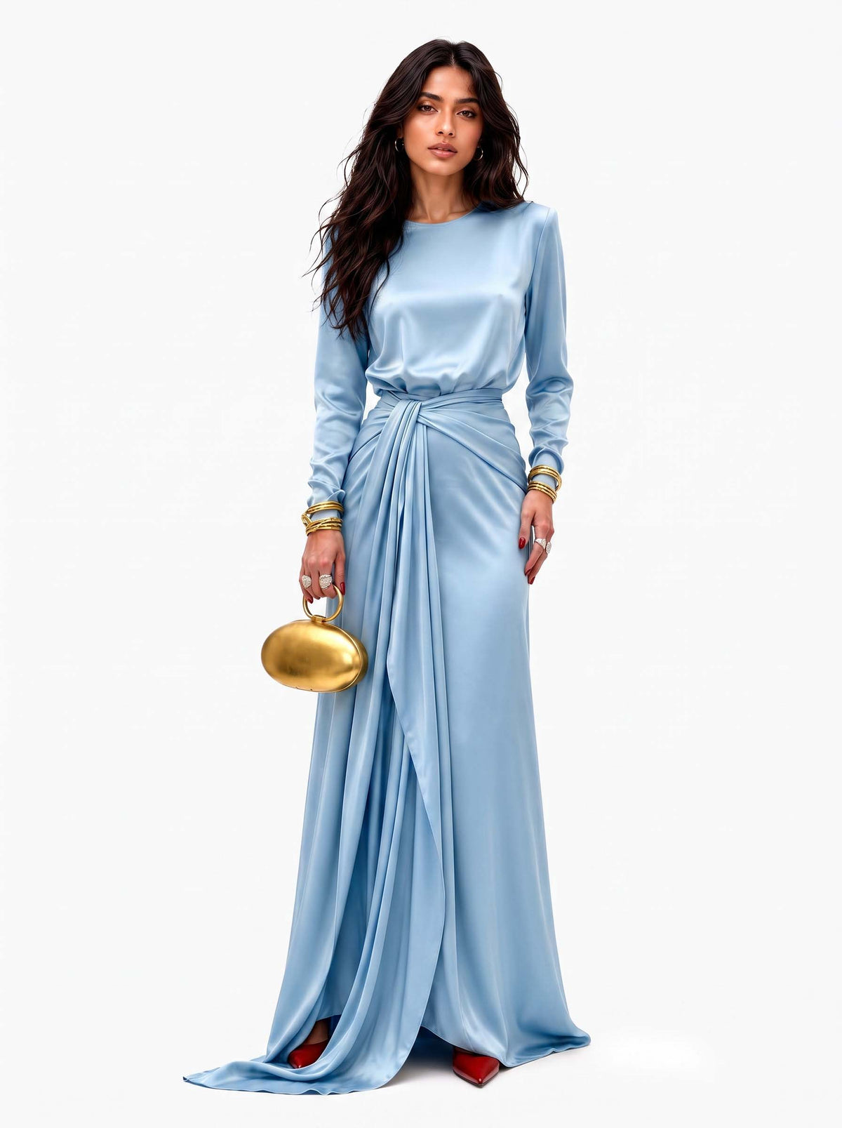 Ondina | Vestido Maxi de Satén Drapeado