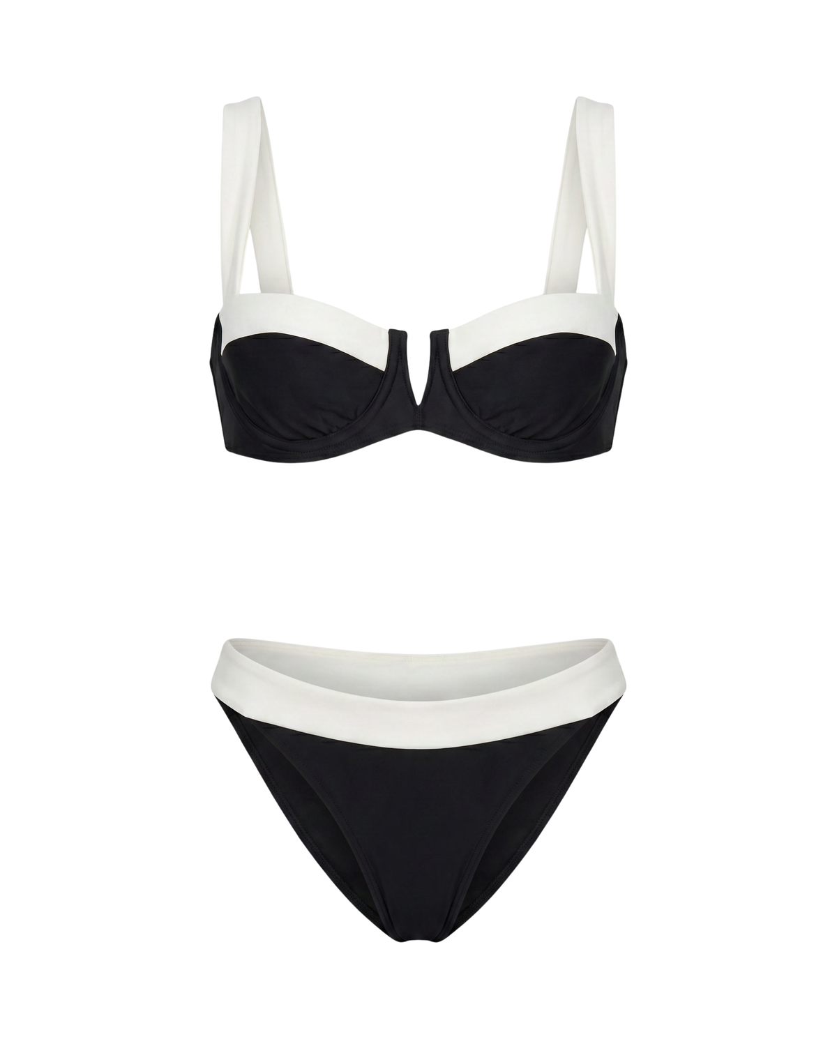 Melissa-Amélia | Bikini clásico negro y blanco con tirantes ajustables