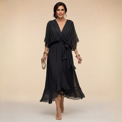 Dora | VESTIDO DE CHIFFON CON ESCOTE EN V