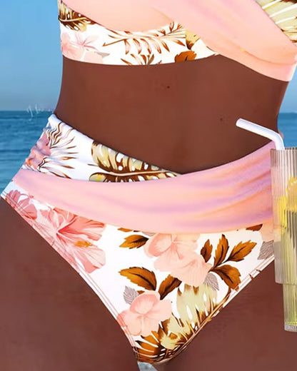 Consuelo | Bikini floral de dos piezas con contraste