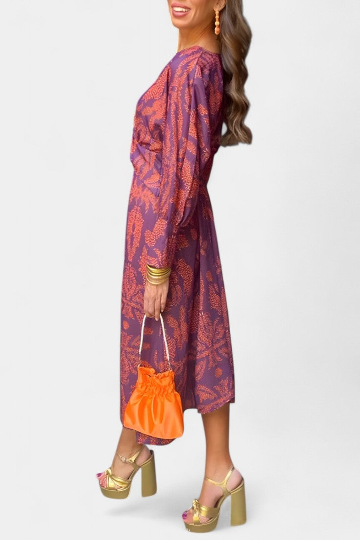 Elara | Vestido Maxi con Escote en V y Nudo Frontal
