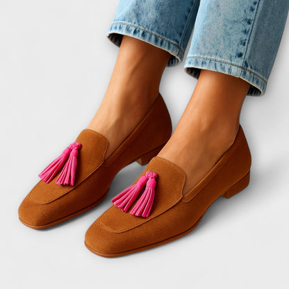 Rosa | Mocasines de Ante con Borlas Decorativas