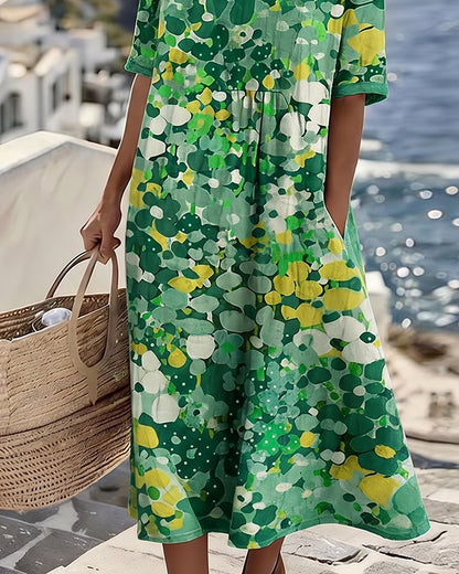 Emília-Jéssica | Vestido Midi Floral Corte A