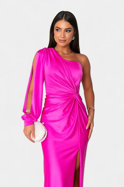 Charlotte | Vestido Asimétrico Drapado de Un Hombro