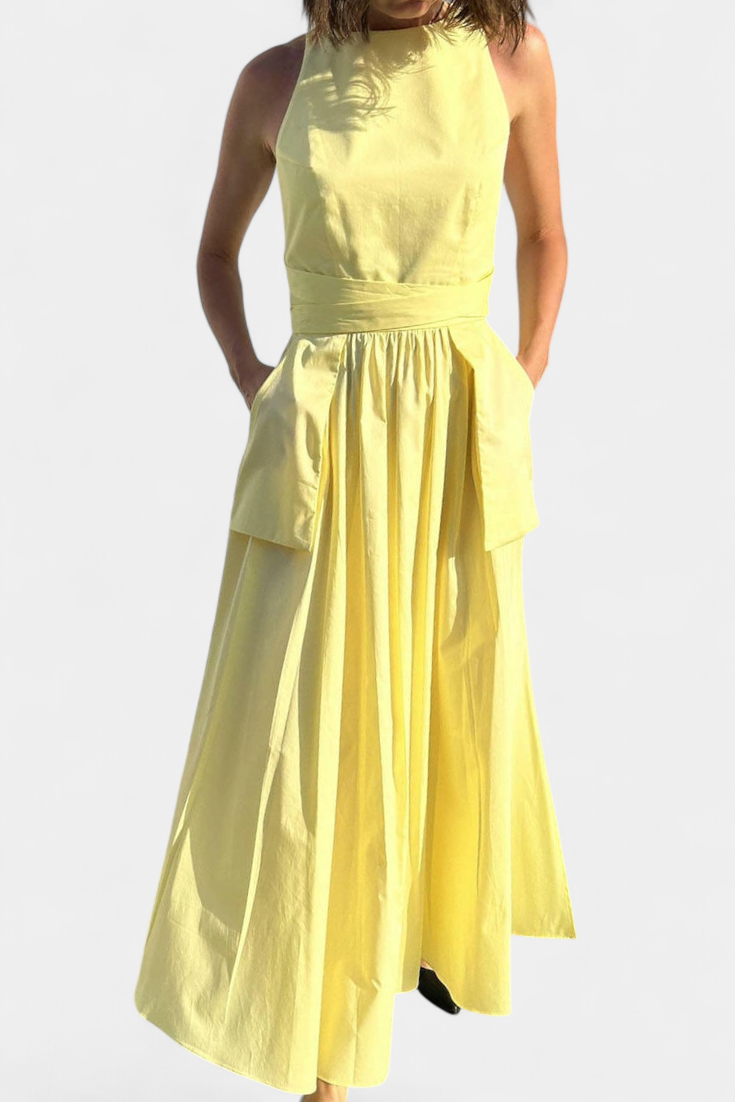 Dezi | Vestido Largo Sin Tirantes con Cordones Laterales Ajustables