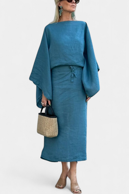 Kamilia | Vestido Kimono de Lino y Algodón con Cinturón