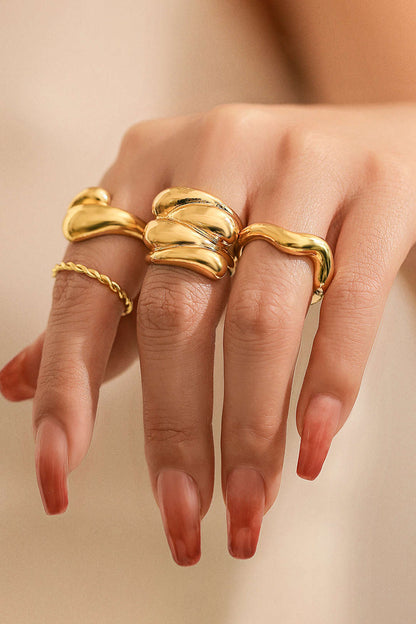 Ágata | de Anillos de Metal de 4 Piezas