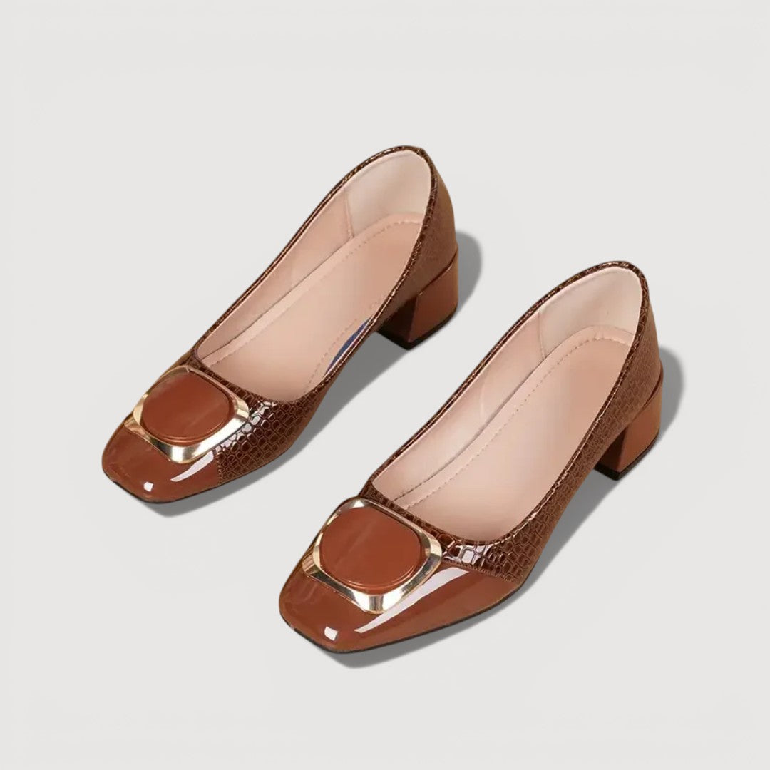 Livana | Tacones cuadrados efecto croco