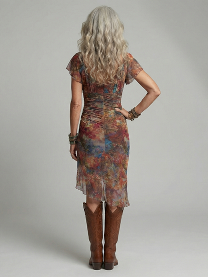 Perlita | Vestido Midi Halter con Bainha Asimétrica y Abertura Lateral