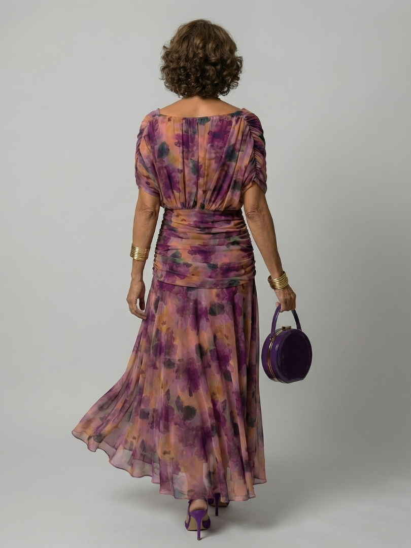 Calena | Vestido Midi Off-Shoulder con Escote Drapeado