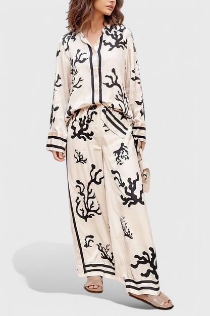Nazaret | Conjunto de Pierna Ancha con Estampado Artístico