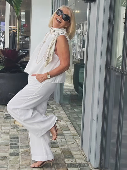 Trinidad | Conjunto Blanco Blusa y Pantalón Ancho