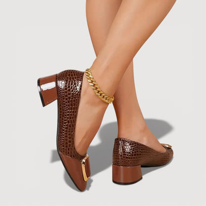Livana | Tacones cuadrados efecto croco