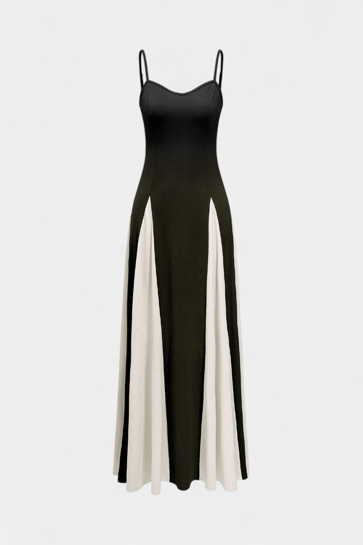 Catalina | Vestido Maxi Bicolor de Tirantes Finos