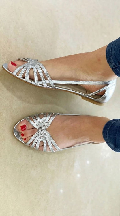 Javiera | Sandalias Planas Metalizadas
