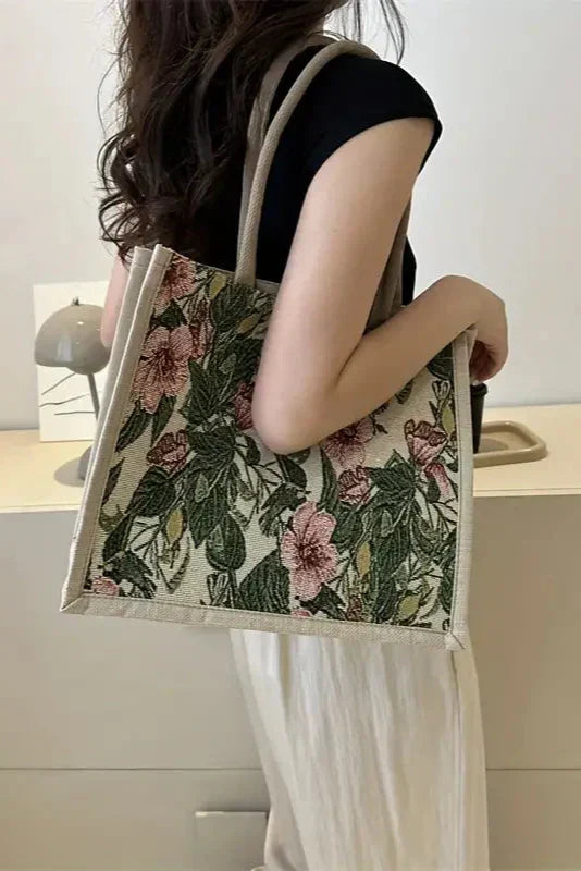 Taila | Bolsa de Yute con Estampado Floral y Diseño Ecológico
