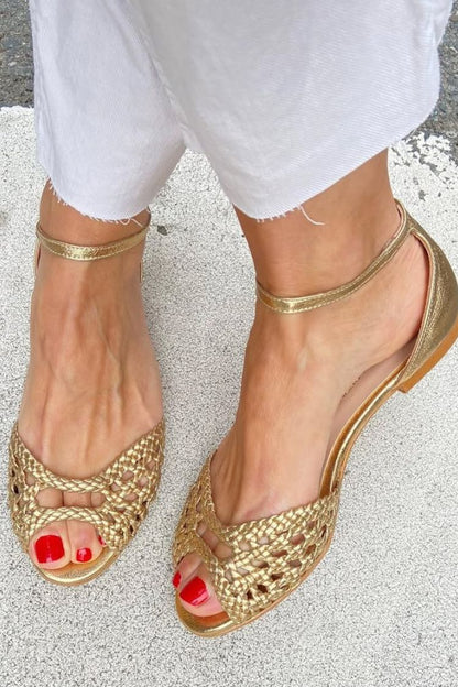 Soledad | Sandalias Doradas Trenzadas