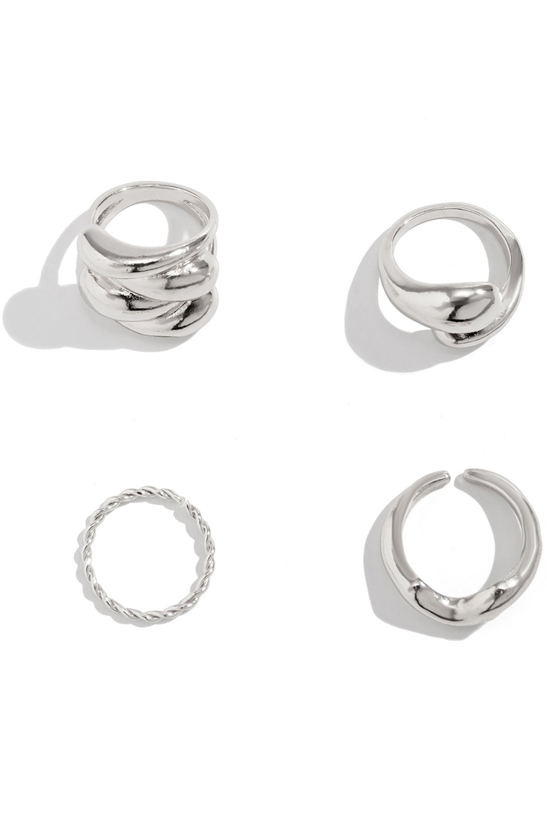 Ágata | de Anillos de Metal de 4 Piezas