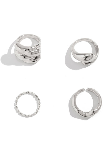 Ágata | de Anillos de Metal de 4 Piezas