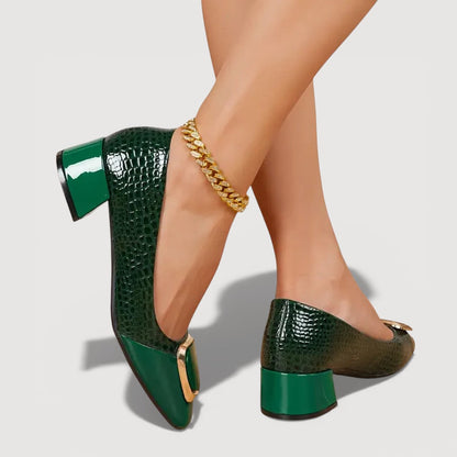 Livana | Tacones cuadrados efecto croco