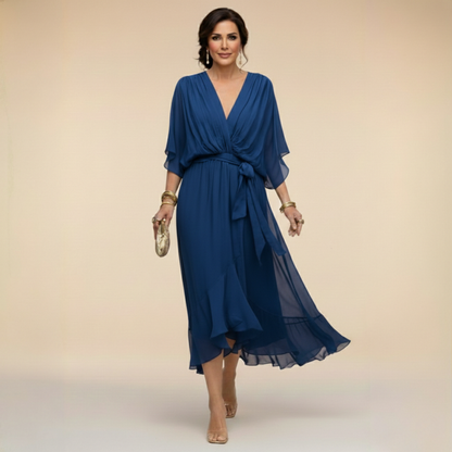 Dora | VESTIDO DE CHIFFON CON ESCOTE EN V